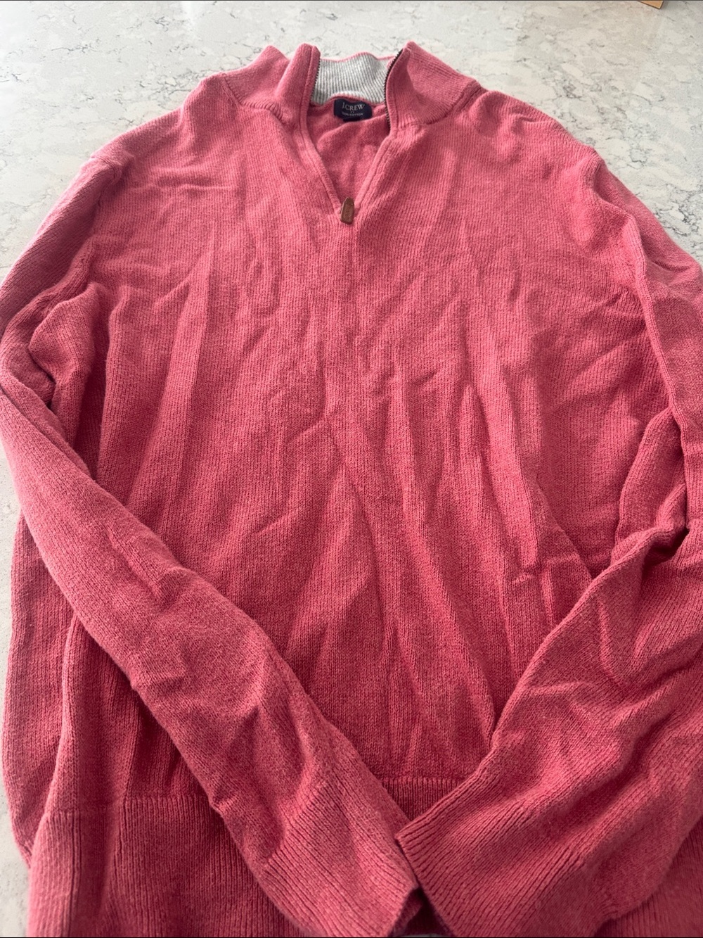 J. Crew Men's Coral Pink Half-Zip Sweater